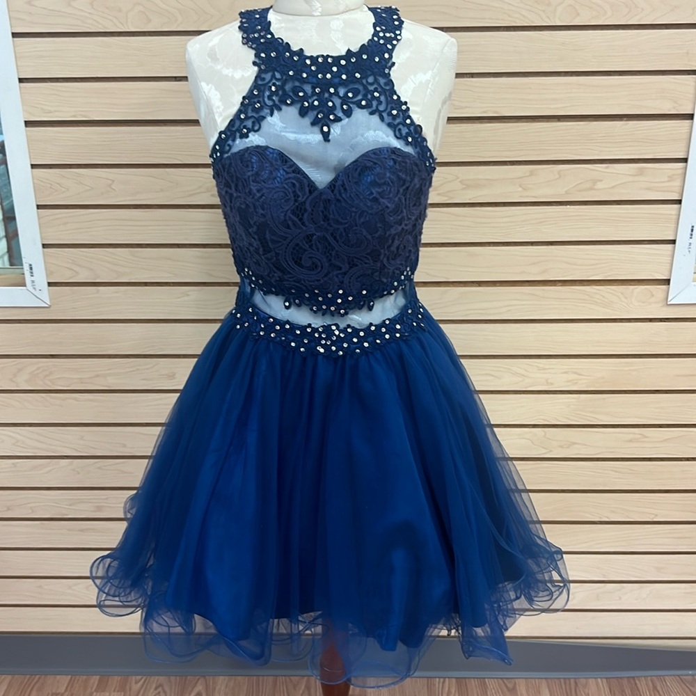 STAR BOX, S6417 MEDIUM NAVY SHORT DRESS